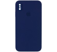 Чохол Silicone Case Square Full Camera Protective (AA) для Apple iPhone XS / X (5.8") Темно-синій / Midnight blue