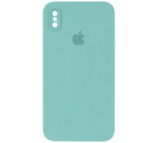 Чохол Silicone Case Square Full Camera Protective (AA) для Apple iPhone X / XS (5.8") Бірюзовий / Ice Blue