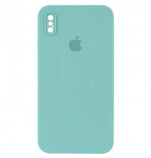 Чохол Silicone Case Square Full Camera Protective (AA) для Apple iPhone X / XS (5.8") Бірюзовий / Ice Blue