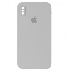 Чохол Silicone Case Square Full Camera Protective (AA) для Apple iPhone X / XS (5.8") Сірий / Light Grey