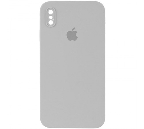 Чохол Silicone Case Square Full Camera Protective (AA) для Apple iPhone X / XS (5.8") Сірий / Light Grey