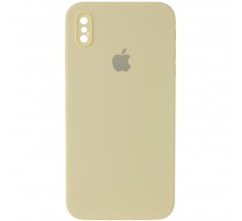 Чохол Silicone Case Square Full Camera Protective (AA) для Apple iPhone X / XS (5.8") Жовтий / Mellow Yellow