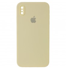 Чохол Silicone Case Square Full Camera Protective (AA) для Apple iPhone X / XS (5.8") Жовтий / Mellow Yellow
