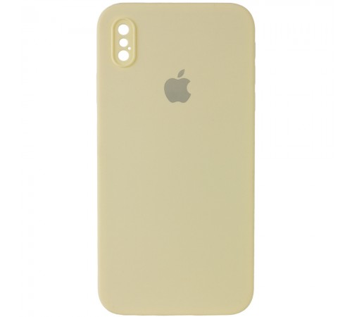 Чохол Silicone Case Square Full Camera Protective (AA) для Apple iPhone X / XS (5.8") Жовтий / Mellow Yellow