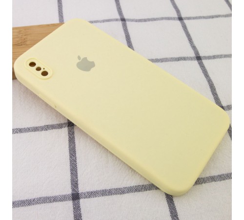 Чохол Silicone Case Square Full Camera Protective (AA) для Apple iPhone X / XS (5.8") Жовтий / Mellow Yellow