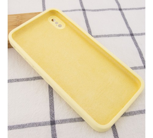 Чохол Silicone Case Square Full Camera Protective (AA) для Apple iPhone X / XS (5.8") Жовтий / Mellow Yellow