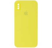 Чохол Silicone Case Square Full Camera Protective (AA) для Apple iPhone X / XS (5.8") Жовтий / Bright Yellow