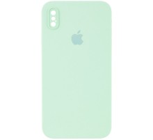 Чохол Silicone Case Square Full Camera Protective (AA) для Apple iPhone X / XS (5.8") Бірюзовий / Light Turquoise