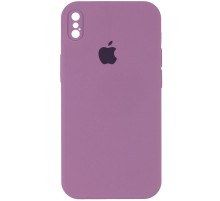 Чохол Silicone Case Square Full Camera Protective (AA) для Apple iPhone XS / X (5.8") Ліловий / Lilac Pride