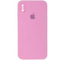 Чохол Silicone Case Square Full Camera Protective (AA) для Apple iPhone XS Max (6.5") Рожевий / Light pink