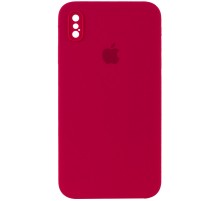 Чохол Silicone Case Square Full Camera Protective (AA) для Apple iPhone XS Max (6.5") Червоний / Rose Red