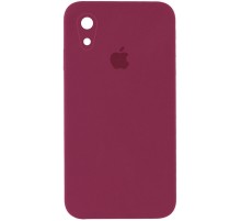 Чохол Silicone Case Square Full Camera Protective (AA) для Apple iPhone XR (6.1") Бордовий / Plum