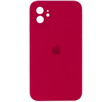 Чохол Silicone Case Square Full Camera Protective (AA) для Apple iPhone 11 (6.1") Червоний / Rose Red