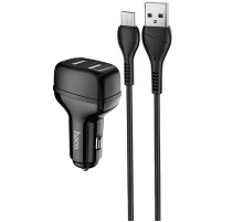 АЗП Hoco Z36 Leader 2.4A (2USB-A) + кабель USB to MicroUSB Чорний
