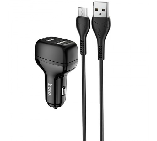 АЗП Hoco Z36 Leader 2.4A (2USB-A) + кабель USB to MicroUSB Чорний АЗП Hoco Z36 Leader 2.4A (2USB-A) + кабель USB to MicroUSB Чорний