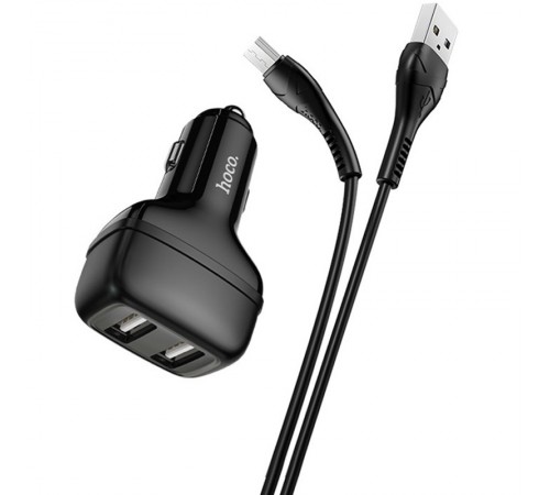 АЗП Hoco Z36 Leader 2.4A (2USB-A) + кабель USB to MicroUSB Чорний АЗП Hoco Z36 Leader 2.4A (2USB-A) + кабель USB to MicroUSB Чорний