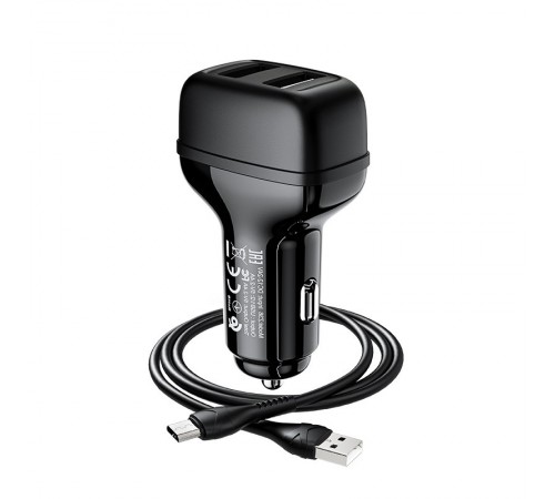 АЗП Hoco Z36 Leader 2.4A (2USB-A) + кабель USB to MicroUSB Чорний АЗП Hoco Z36 Leader 2.4A (2USB-A) + кабель USB to MicroUSB Чорний