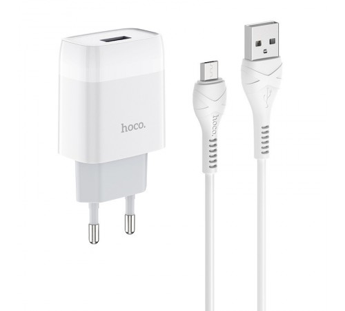 МЗП Hoco C72A Glorious 2.1A (1USB-A) + кабель USB to MicroUSB Білий МЗП Hoco C72A Glorious 2.1A (1USB-A) + кабель USB to MicroUSB Білий