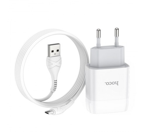 МЗП Hoco C72A Glorious 2.1A (1USB-A) + кабель USB to MicroUSB Білий МЗП Hoco C72A Glorious 2.1A (1USB-A) + кабель USB to MicroUSB Білий