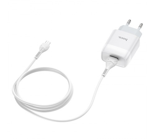 МЗП Hoco C72A Glorious 2.1A (1USB-A) + кабель USB to MicroUSB Білий МЗП Hoco C72A Glorious 2.1A (1USB-A) + кабель USB to MicroUSB Білий