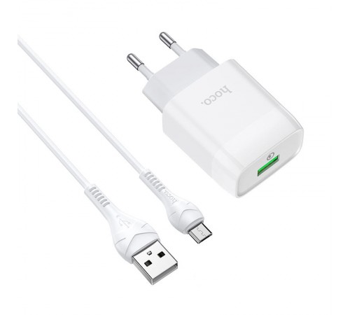 МЗП Hoco C72Q Glorious QC3.0 18W (1USB-A) + кабель USB to MicroUSB Білий МЗП Hoco C72Q Glorious QC3.0 18W (1USB-A) + кабель USB to MicroUSB Білий