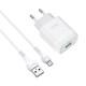 МЗП Hoco C72Q Glorious QC3.0 18W (1USB-A) + кабель USB to MicroUSB Білий