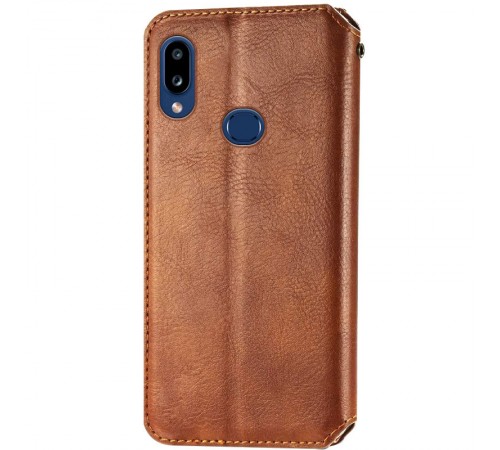 Шкіряний чохол-книжка GETMAN Cubic (PU) для Samsung Galaxy A10s Коричневий