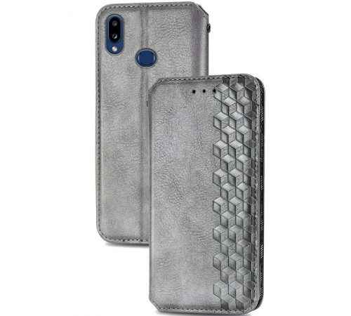 Шкіряний чохол-книжка GETMAN Cubic (PU) для Samsung Galaxy A10s Сірий