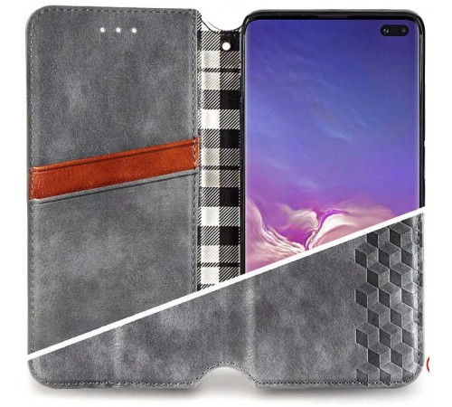 Шкіряний чохол-книжка GETMAN Cubic (PU) для Samsung Galaxy A10s Сірий