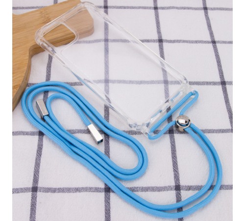 Чохол TPU Crossbody Transparent для Apple iPhone 12 Pro Max (6.7") Блакитний Чохол TPU Crossbody Transparent для Apple iPhone 12 Pro Max (6.7") Блакитний