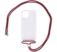 Чохол TPU Crossbody Transparent для Apple iPhone 12 Pro Max (6.7") Червоно-Коричневий