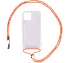 Чохол TPU Crossbody Transparent для Apple iPhone 12 Pro Max (6.7") Персиковий