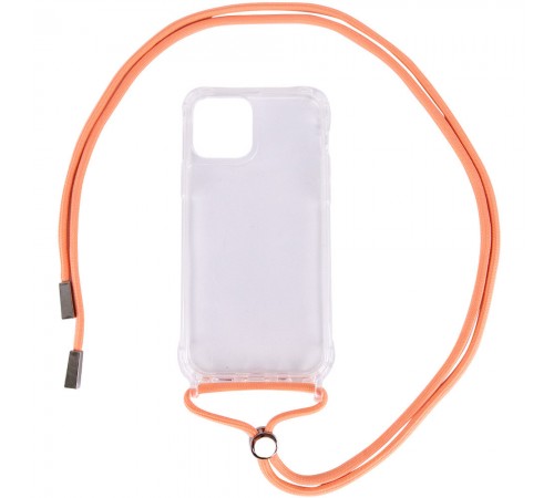 Чохол TPU Crossbody Transparent для Apple iPhone 12 Pro Max (6.7") Персиковий Чохол TPU Crossbody Transparent для Apple iPhone 12 Pro Max (6.7") Персиковий