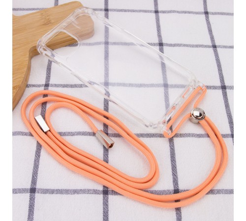 Чохол TPU Crossbody Transparent для Apple iPhone 12 Pro Max (6.7") Персиковий Чохол TPU Crossbody Transparent для Apple iPhone 12 Pro Max (6.7") Персиковий
