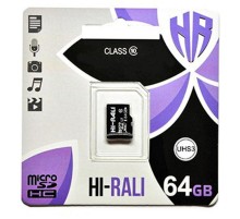 Карта пам'яті Hi-Rali microSDXC (UHS-3) 64 GB Card Class 10 без адаптера Чорний