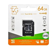 Карта пам'яті T&G microSDXC (UHS-3) 64 GB class 10 (з адаптером) Чорний