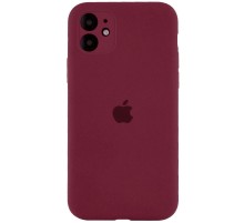 Чохол Silicone Case Full Camera Protective (AA) для Apple iPhone 12 (6.1") Бордовий / Plum
