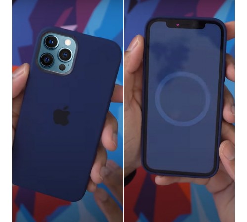 Чохол Silicone case (AAA) with Magsafe and Animation для Apple iPhone 12 Pro / 12 (6.1") Синій / Deep navy