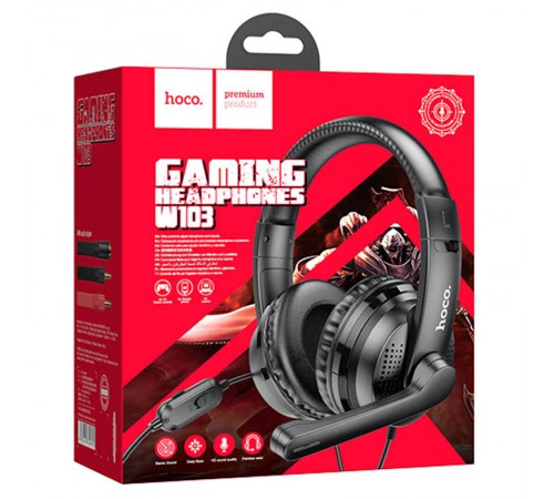 Накладні навушники Hoco W103 Magic Tour Gaming (3.5mm/1.2m) Чорний