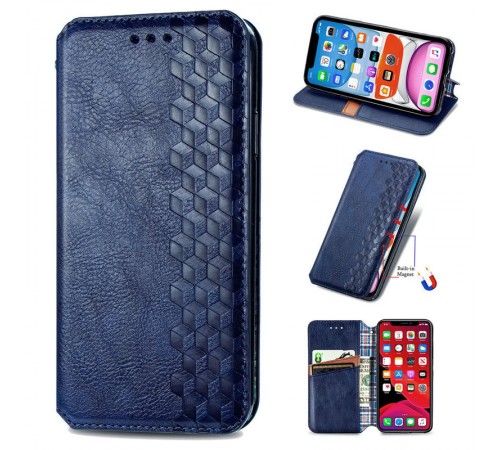 Шкіряний чохол-книжка GETMAN Cubic (PU) для Xiaomi Redmi Note 10 / Note 10s Синій