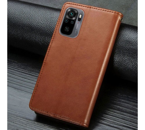 Шкіряний чохол-книжка GETMAN Gallant (PU) для Xiaomi Redmi Note 10 / Note 10s Коричневий