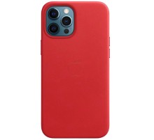 Шкіряний чохол Leather Case (AAA) with MagSafe and Animation для Apple iPhone 12 Pro / 12 (6.1") Red