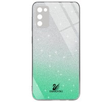 TPU+Glass чохол Swarovski Full Camera для Samsung Galaxy A02s Бірюзовий