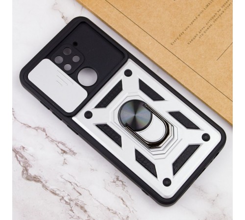 Ударостійкий чохол Camshield Serge Ring для Xiaomi Redmi Note 9 / Redmi 10X Срібний (горизонт. шторка) Ударостійкий чохол Camshield Serge Ring для Xiaomi Redmi Note 9 / Redmi 10X Срібний (горизонт. шторка)