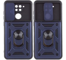 Ударостійкий чохол Camshield Serge Ring для Xiaomi Redmi Note 9 / Redmi 10X Синій (горизонт. шторка)