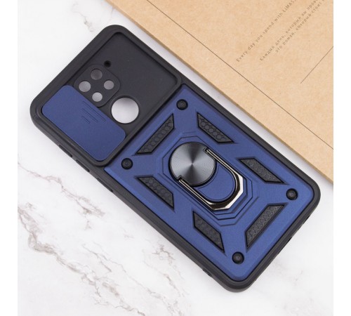 Ударостійкий чохол Camshield Serge Ring для Xiaomi Redmi Note 9 / Redmi 10X Синій (горизонт. шторка) Ударостійкий чохол Camshield Serge Ring для Xiaomi Redmi Note 9 / Redmi 10X Синій (горизонт. шторка)