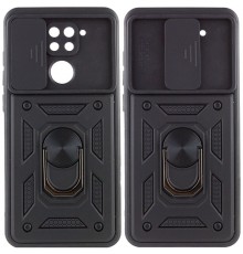Ударостійкий чохол Camshield Serge Ring для Xiaomi Redmi Note 9 / Redmi 10X Чорний (горизонт. шторка)