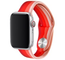 Силіконовий ремінець Rainbow для Apple Watch 42(ser.1-3)/44/45/46/49mm Бежевий / Червоний