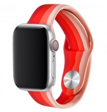 Силіконовий ремінець Rainbow для Apple Watch 42(ser.1-3)/44/45/46/49mm Бежевий / Червоний