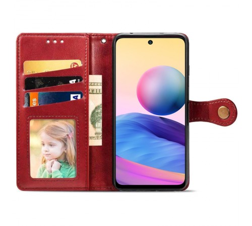 Шкіряний чохол-книжка GETMAN Gallant (PU) для Xiaomi Redmi Note 10 5G / Poco M3 Pro Червоний